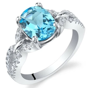 Anillo Forever de topacio azul suizo plata esterlina tallas 5 a 9 - Imagen 1 de 2