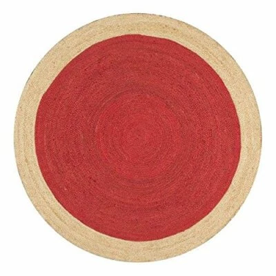 Rug Jute Round Reversible 100% Natural Jute Hand Woven Color Braided Decor Rug - Image 1 of 2