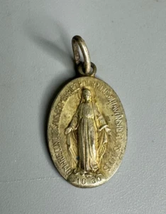 French vintage religious pendant necklace silver color metal 1830 medal - Picture 1 of 4