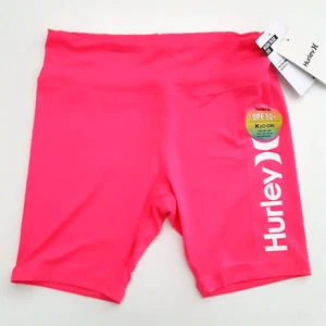 Hurley Girls Size M H2O-Dri Beach Active Bike Shorts Hyper Pink Elastic Waist - Picture 1 of 10