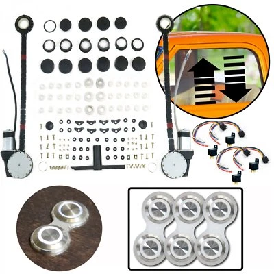 Kit de ventana eléctrica universal para automóvil de 2 puertas con interruptores LED blancos Billet serie retro Foto 1 de 4
