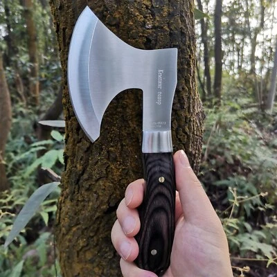 Outdoor High Hardness Lightweight Wooden Handle Portable Camping Defense Axe EDC - Image 1 of 4