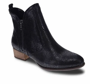 Revere Siena Bootie in Black Leather Lizard Pattern Size 7W EUR 38 - Picture 1 of 18