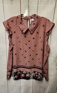 Elle Women's Size XL Pink Floral Short Sleeve Top - Picture 1 of 3