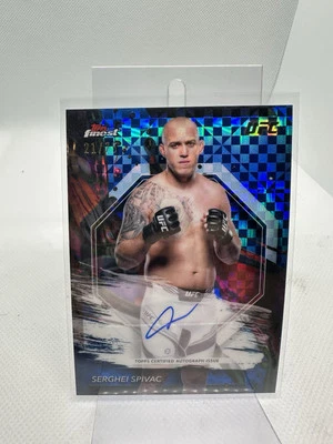 2024 UFC Topps Finest Blue X-Fractor On Card Auto /75 Serghei Spivac  - Image 1 of 2
