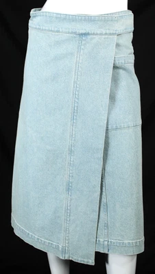 PROENZA SCHOULER $475 NWT Light Blue Cotton Denim IRIS Wrap Skirt 2 - Image 1 of 4