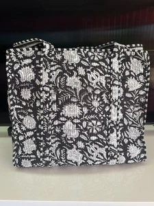 XL Quilted 100%Cotton Zipped Shoulder Bag .Handmade In Goa . Travel/overnight - Picture 1 of 3