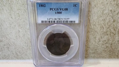 1802 Draped Bust Large 1c  1/000 PCGS VG 08 - Image 1 of 4