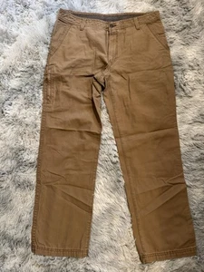 GH Bass Pants Mens Size 38x31.5” Beige Tan Canvas Zip Cargo Denim Workwear - Picture 1 of 7