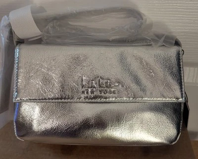 Nicole Miller Silver Vegan Leather Handbag Shoulder Bag Silver - NWT $60 - Image 1 of 4