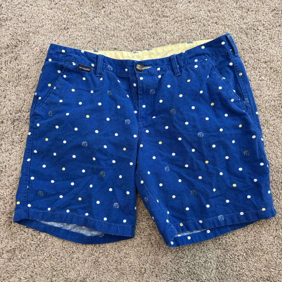 Женские шорты Columbia PFG Chino 12 цвет синий лен хлопковая смесь в горошек внутренний шов 7,5 - Изображение 1 из 4