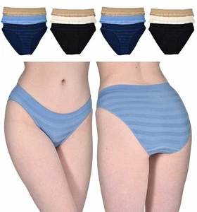 Elle Women's Seamless Bikinis Panties - 12-Pack Premium Quality Shadow Stripe - Picture 1 of 9