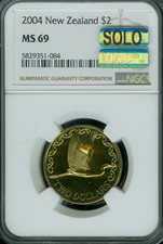 2004 NEW ZEALAND BRONZE $2 NGC MS-69 MAC SOLO FINEST MAC SPOTLESS 2,800 MINTED *