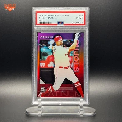 Bowman Platinum Albert Pujols 2020 rojo/10 #96 - PSA 8 POP 1 - Angels Salón de la fama raro Foto 1 de 2