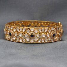 Handcrafted Rose Cut Bracelet with Sapphire 22k Gold Over 925 Silver