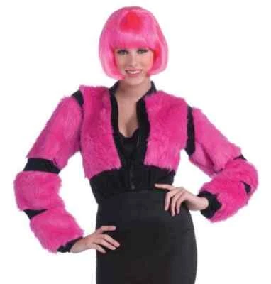 Annie May Furry Jacket Pink Rave Anime Fancy Dress Halloween Costume Accessory - Image 1 of 2