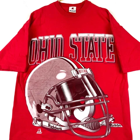 Vintage Ohio State Buckeyes Football Riddell  T-shirt Large 1994 Red Ncaa 90s Cover