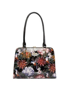 SERENADE VINTAGE BIRD PATENT LEATHER WOMEN'S HANDBAG- SN41-7573 - Picture 1 of 7