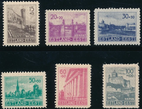 Stamp Germany Estland Mi 4-9 Sc NB1 1941 WWII 3rd Reich EESTI Estonia Set MNH Cover