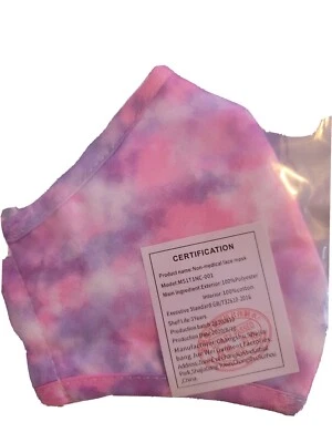 Pink Blush Tie Dye Washable Face Mask Adult Bespoke Size L/XL - Image 1 of 2
