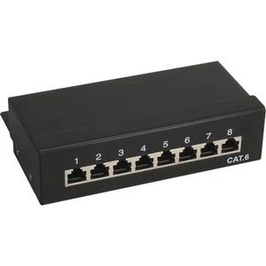 InLine® Patchfeld Cat.6 8-fach, Desktop, schwarz, RAL9005 - Bild 1 von 3