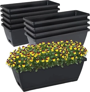 Window Box Planter, 10 Pack Plastic Vegetable Flower Planters Boxes 1 - Picture 1 of 7