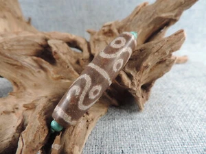 Authetic Tibetan Zinnober Dzi Bead Tiger-tooth Amulet Old Cinnabar Gzi Bead D15 - Picture 1 of 7