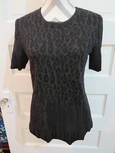 Women's Salvatore Ferragamo Large Short Sleeve Black & Gray Sweater Top - Picture 1 of 10