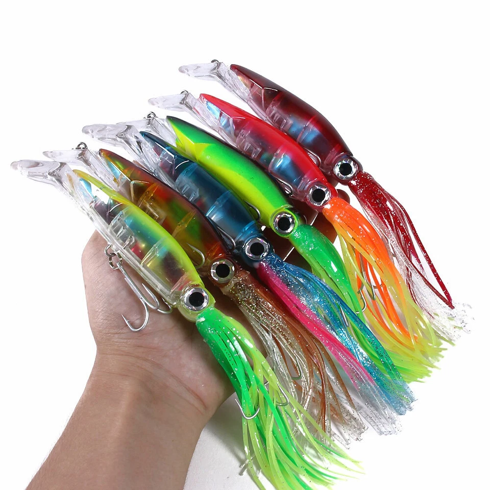 6 Stück Tintenfisch Köder Jigs Gummirock Minnow Angelköder Fischköder Salzwasser - Bild 1 von 4