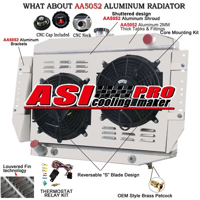 Ventilador de cubierta de radiador de aluminio de 3 filas para Jeep Cherokee Wagoneer J10 J20 1972-79 Foto 1 de 4