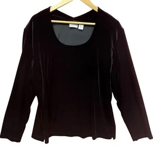 CHICOS Womens Black Velvet Elegant Special Occasion Crewneck 3/4 Sleeve Top 3/XL - Picture 1 of 4