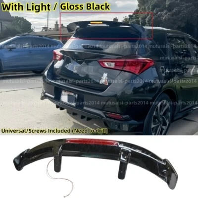 W/ Light Universal Fits 2016 Scion iM Glossy Black Rear Window Roof Spoiler Wing Foto 1 de 4