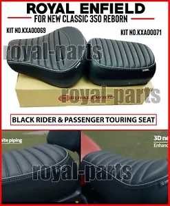 Royal Enfield "TOURING RIDER & PASSENGER SEAT BLACK" For New Classic Reborn 350 - Picture 1 of 13