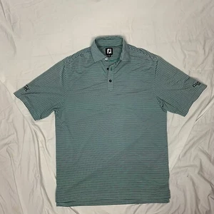 mens footjoy polo shirt size medium M green striped shirt pre owned - Picture 1 of 9