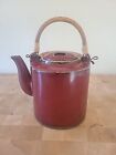 Chinese SANG DE BOEUF Stoneware Teapot with Bamboo Handles Oxblood Glaze