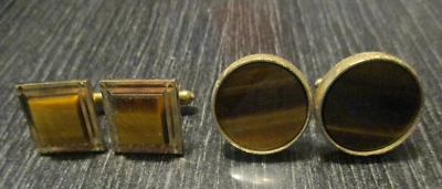 Lote 2 Impresionantes Gemelos Dante & Swank Ojos de Tigre Piedra Joyería Patrimonial De Colección Foto 1 de 4