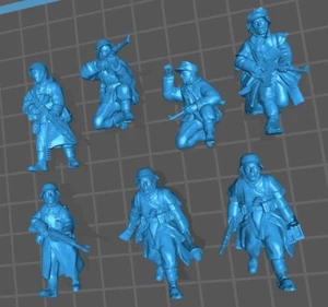 German Infantry WWII Set - 7 minis - 28 mm 1/56 Scale - Picture 1 of 3