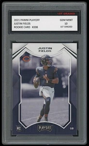 Tarjeta de novato Justin Fields 2021 Panini Playoff primer grado 10 RC Chicago Bears - Imagen 1 de 1