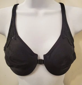 Wacoal BodySuede Underwire Bra Front Close 36B Black 85529 Unlined Racerback - Picture 1 of 10