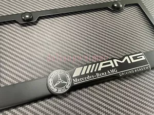 1x AMG 3D Emblem BLACK Stainless License Plate Frame RUST FREE - Picture 1 of 2
