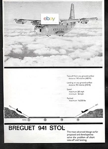 BREGUET 941 FRANKREICH 40 PASSAGIERFLUGZEUG 1963 STOL 281 MPH TAKE OFF 460 FT AD - Bild 1 von 1