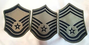 LOTE DE 3 PARCHES DE RANGO DE SARGENTO JEFE DE LA FUERZA AÉREA DE ESTADOS UNIDOS INSIGNIA E-9 E9? AZUL - Imagen 1 de 7