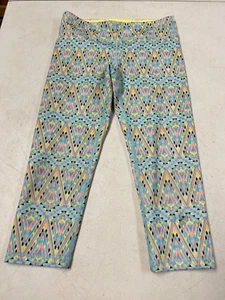 LULULEMON IVIVVA FUN PRINT STRETCHY CROP YOGA PANTS DANCE GIRLS SZ 10 - Picture 1 of 3