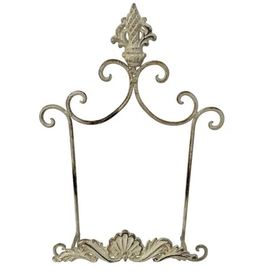 Caballete de metal ornamentado para colgar en la pared vintage acento campestre francés blanco 18" Foto 1 de 4