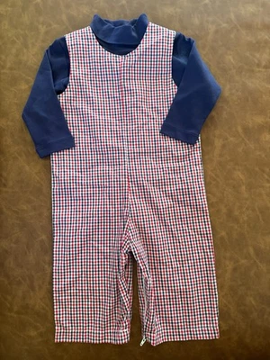 Funtasia Too Bailey Boys Plaid Romper Turtleneck Set 18 mos Holiday Vintage - Image 1 of 4