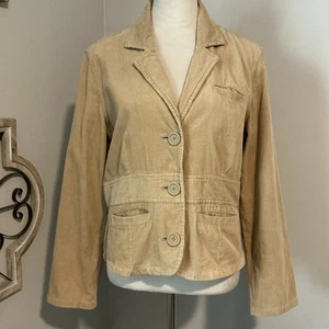 Chaqueta ajustada de pana Aeropostale ligera tostada para mujer talla L bolsillo de parche - Imagen 1 de 5