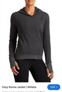 Athleta Gray Side Zip Hoodie Fleece Lined Size XS - Picture 1 of 10