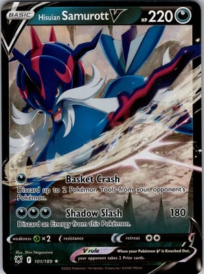 Hisuian Samurott V Ultra Rare SWSH10: Astral Radiance 101/189 NM Holo - Image 1 of 2