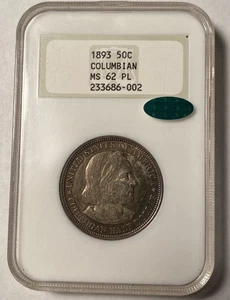 1893 Columbian Exposition Half Dollar NGC MS62PL CAC Prooflike Old Holder - Picture 1 of 4