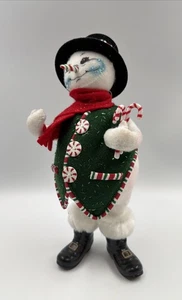Annalee 2005 Navidad muñeco de nieve sombrero de copa 11” muñeca estatuilla menta bastones de caramelo - Imagen 1 de 10